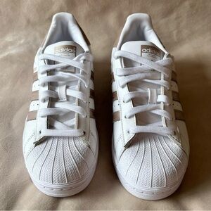 Adidas Originals Classic White and Gold Sneakers